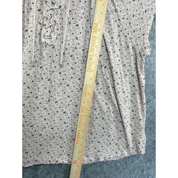 Chaps Peasant Floral Blouse 3X Pink Short Sleeve Scoop Neck Drawstring - Picture 5 of 8